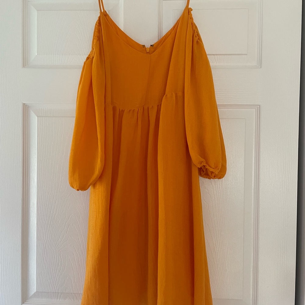 Anthropologie cold shoulder dress - neon orange